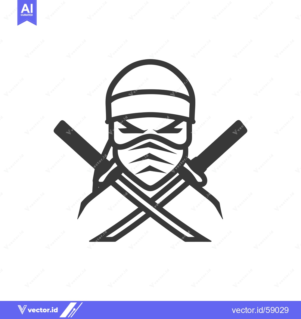 Premium Vector dari Masked Ninja Warrior with Crossed Swords
