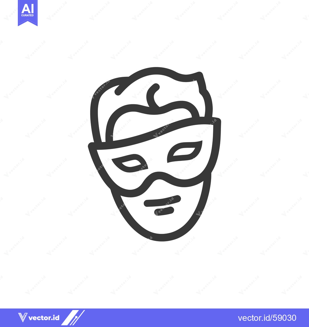 Premium Vector dari Minimalist Superhero Icon: Masked Face with Bold Outline on White