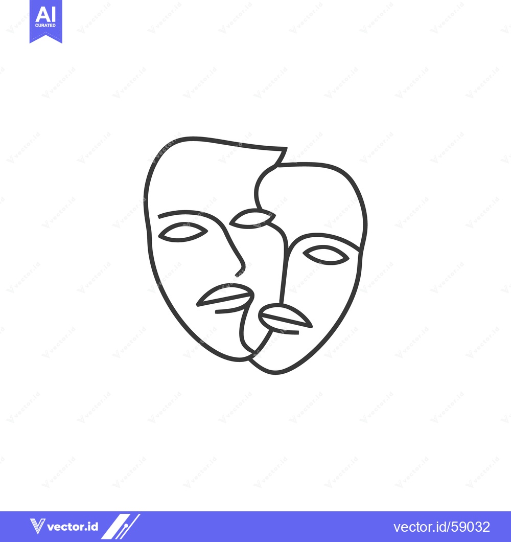 Premium Vector of Minimalist Line Art: Intertwined Faces in Abstract Portrait