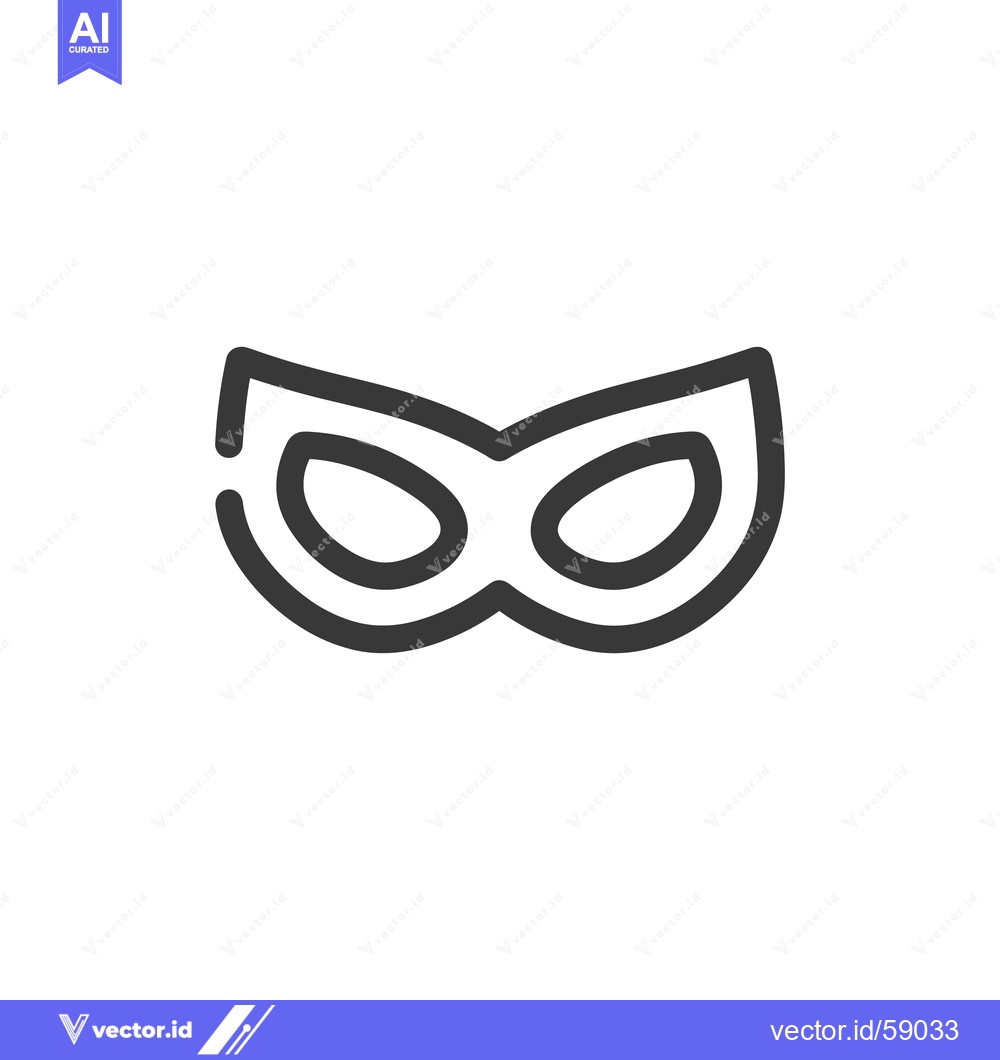 Premium Vector of Minimalist Carnival Mask Icon: Sleek, Modern Design on White Backgroun