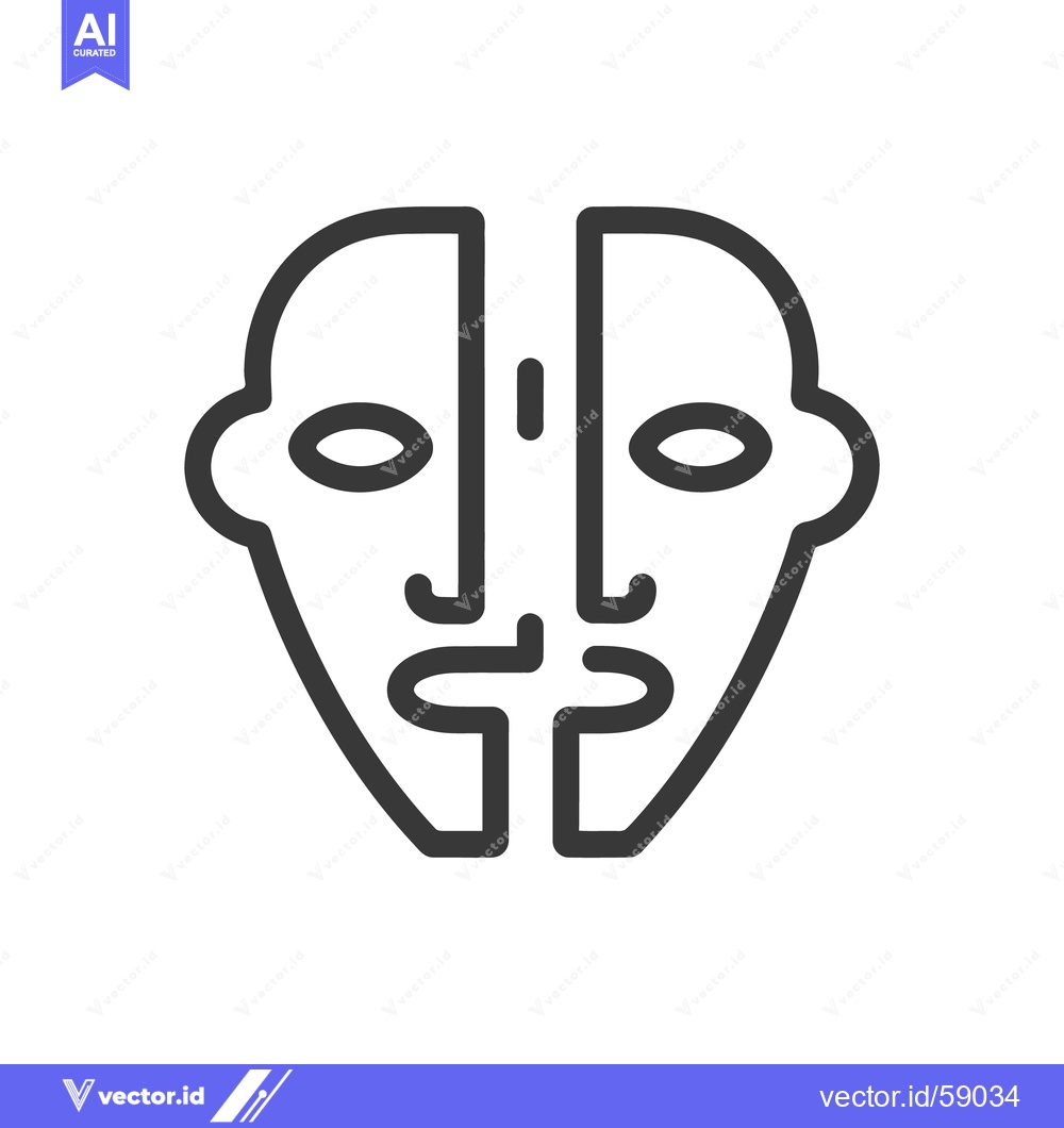 Premium Vector dari Abstract Tribal Mask Icon, Geometric Face Design, Minimalist Art