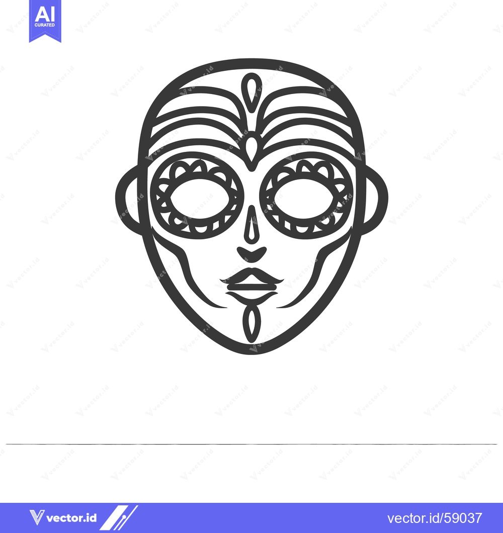 Premium Vector dari A simple lined tribal mask featuring symmetrical patterns and details