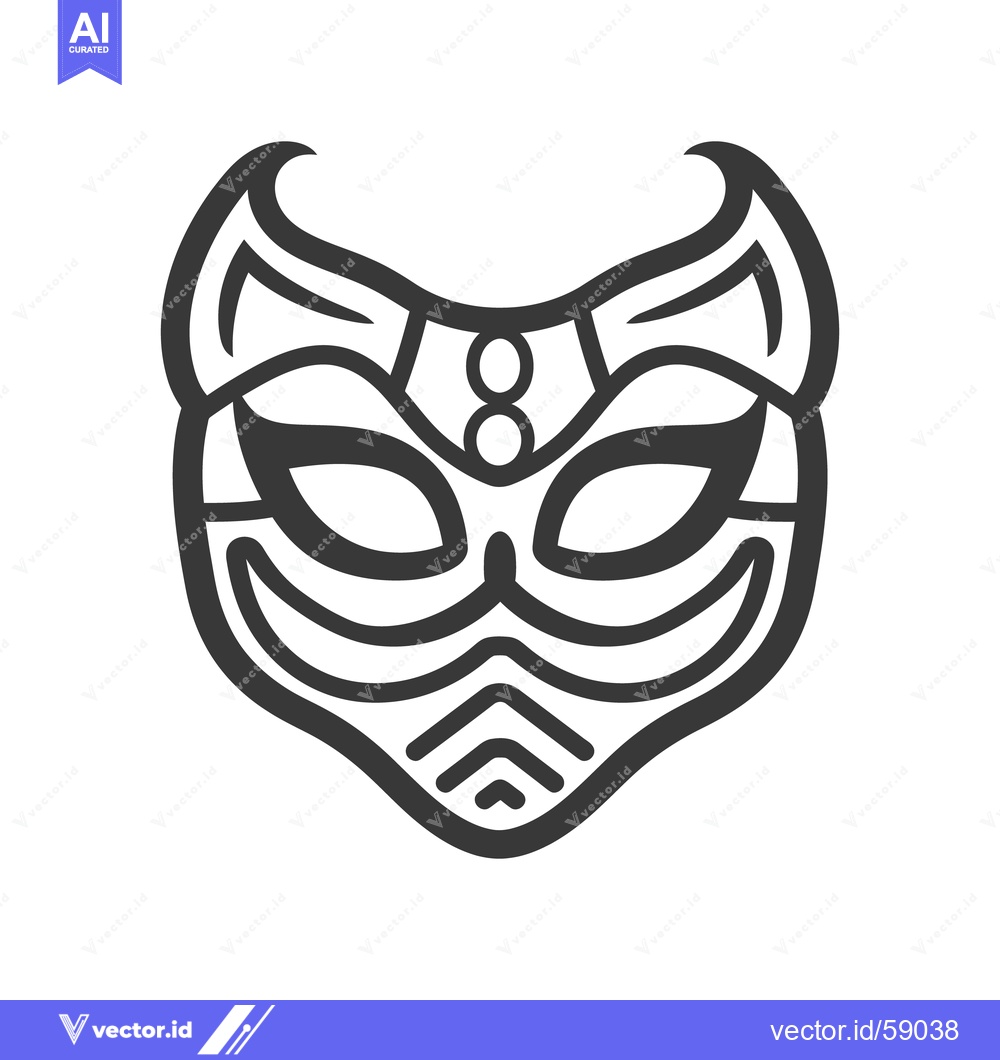 Premium Vector dari A stylized black and white illustration of a cat mask