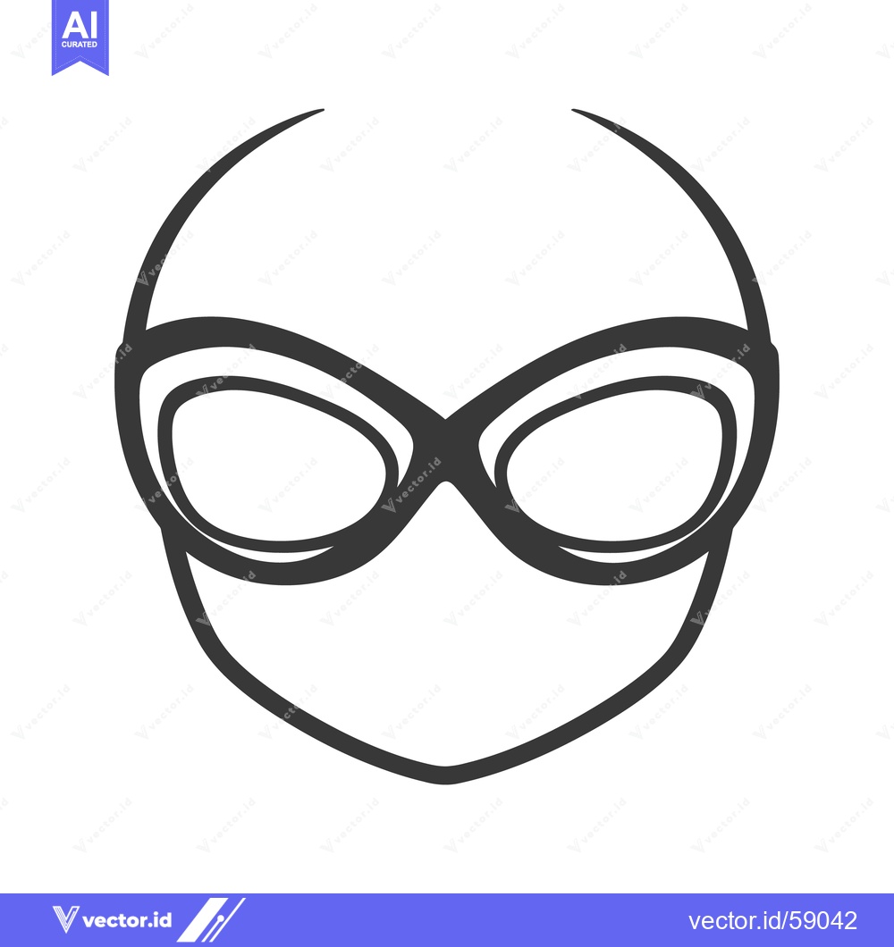 Premium Vector dari Simplified abstract illustration of a face with eyeglasses in black ou