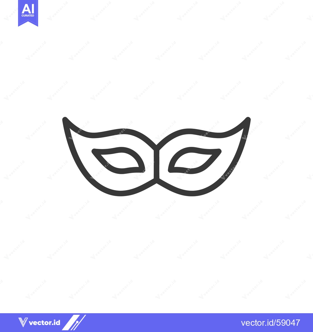 Premium Vector of Elegant Black Line Art: Classic Carnival Mask Icon on White