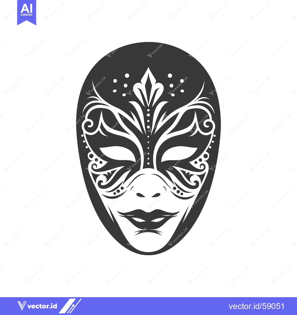 Premium Vector of Decorative carnival mask in black and white showing face details