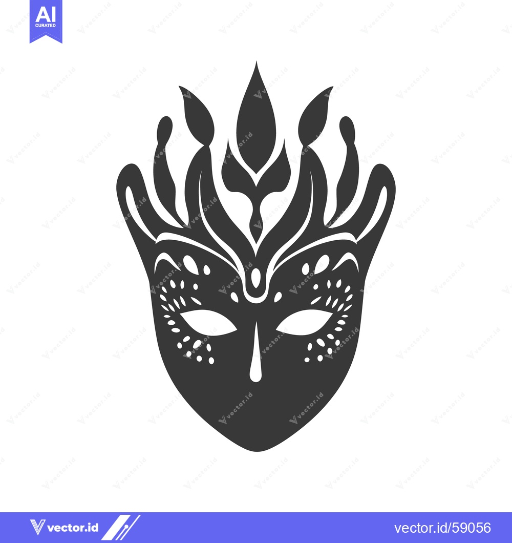 Premium Vector dari Stylized ornate face mask with intricate symmetric decorative elements