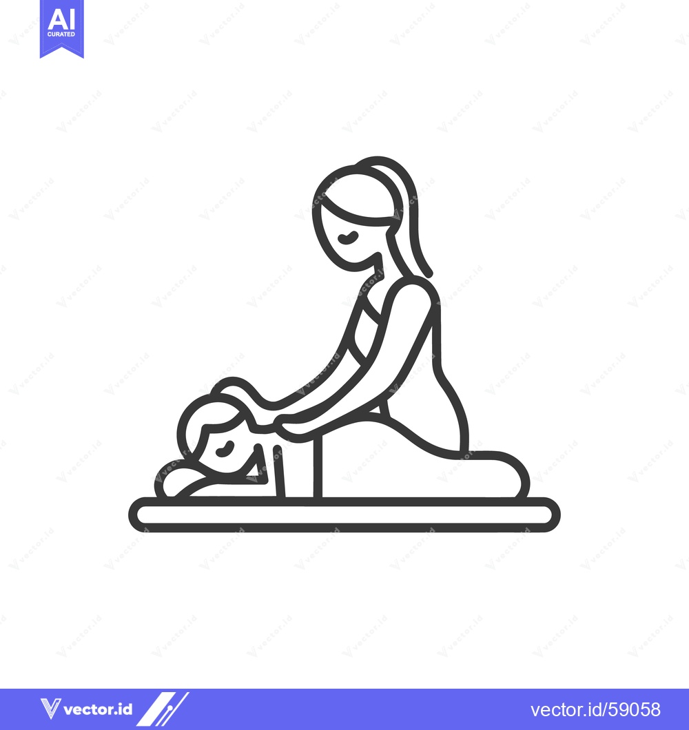 Premium Vector dari Minimalist Massage Therapy Icon: Woman Receiving Back Massage