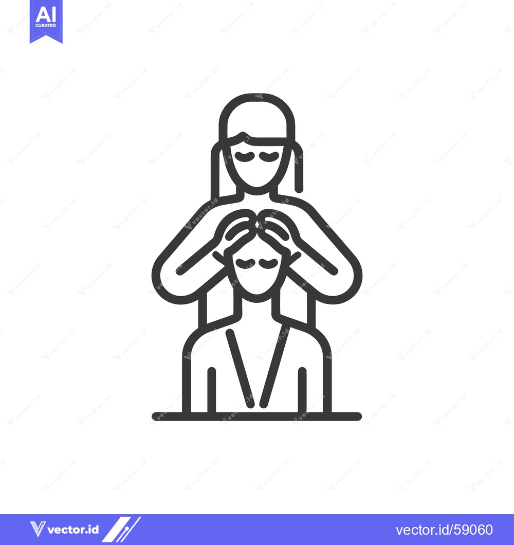 Premium Vector of Minimalist Icon: Woman Giving Head Massage to Relaxed Client