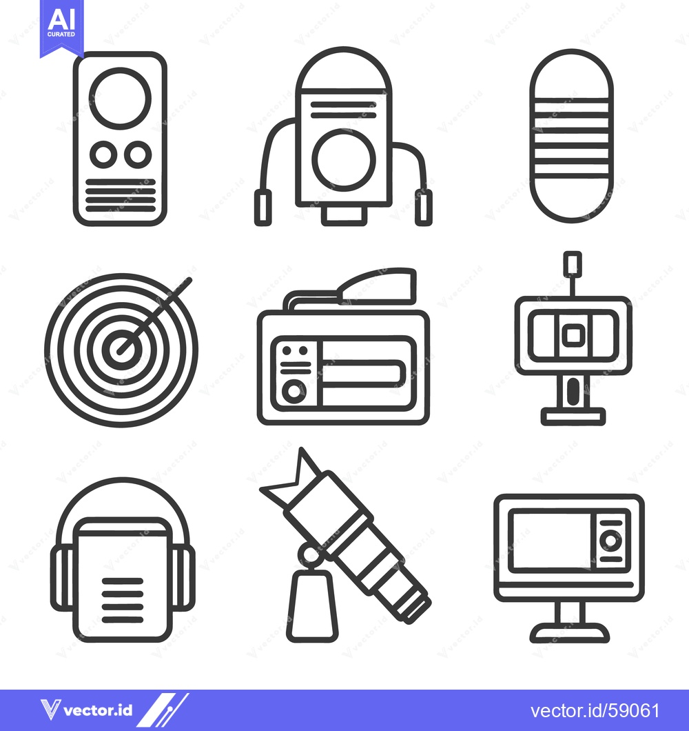 Premium Vector dari Various simple outlined vector icons representing different electronic