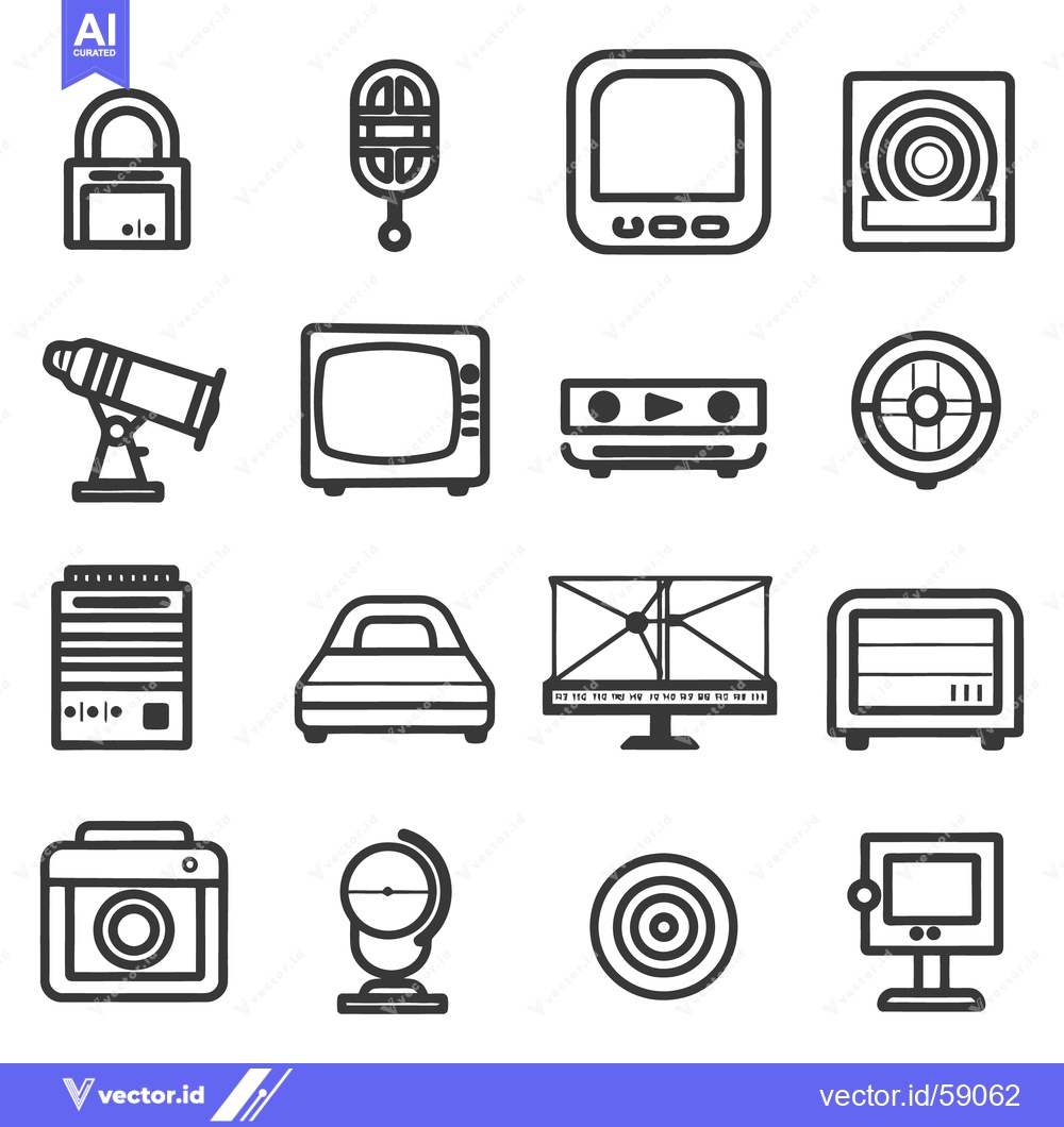 Premium Vector dari Collection of simple icons illustrating various types of different equ