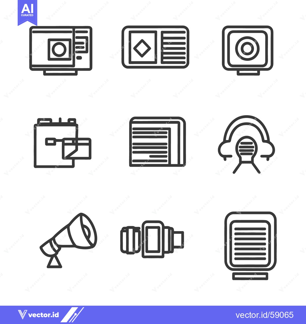 Premium Vector dari Several black and white technology and media related icons