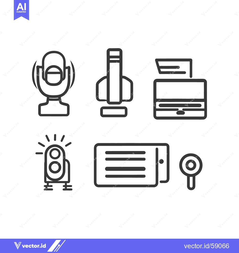 Premium Vector of Black and white icons of modern technological and communication items