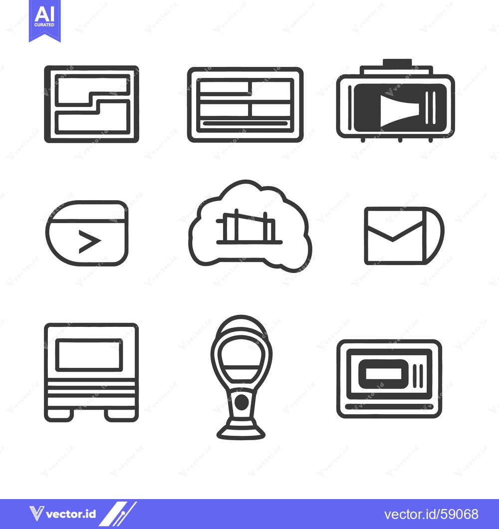 Premium Vector of Simple line icons representing technology concepts and digital communi