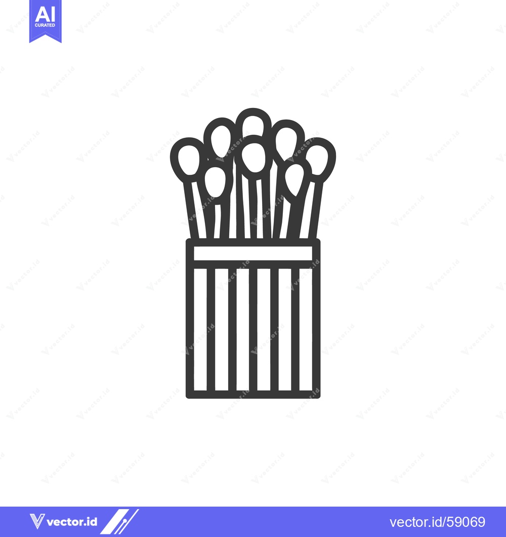 Premium Vector of Minimalist Matchsticks in Striped Box: Clean Line Art Icon