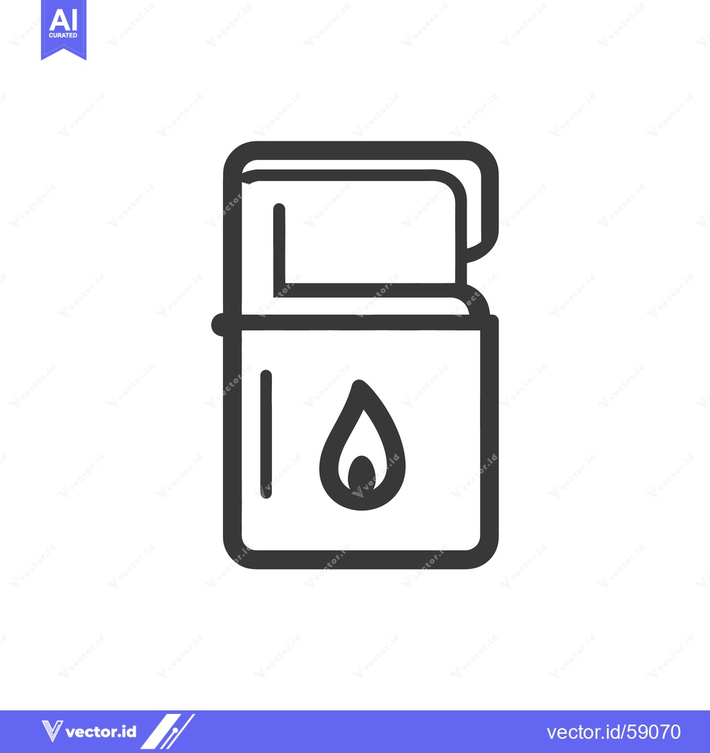 Premium Vector dari Minimalist Lighter Icon with Flame Detail on White Background