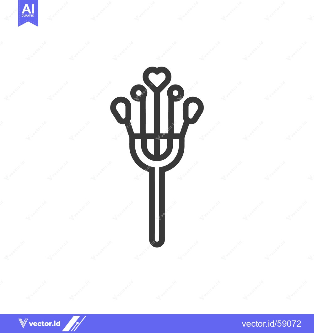 Premium Vector dari Minimalist Heart-Shaped Flower Icon on White Background, Line Art