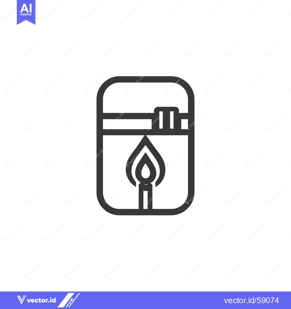 Premium Vector dari Minimalist Line Art: Lighter with Flame Icon on White Background