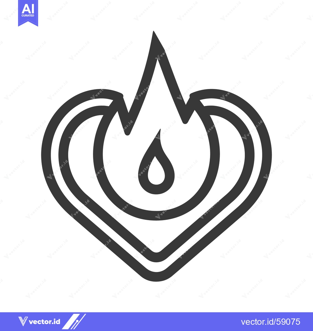 Premium Vector dari A stylized heart design containing a flame symbol image