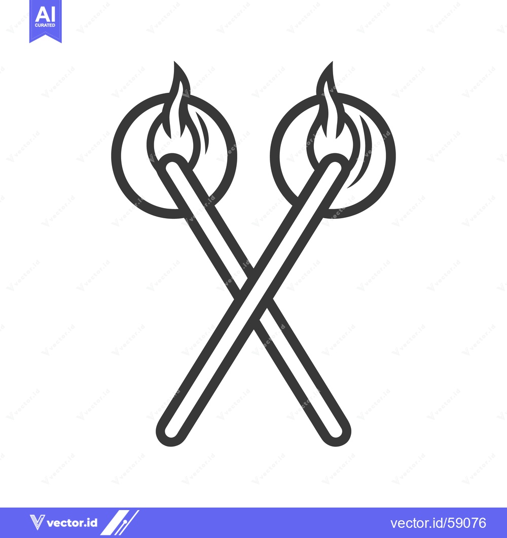 Premium Vector of Two stylized torches with flames are crossed at the bottom