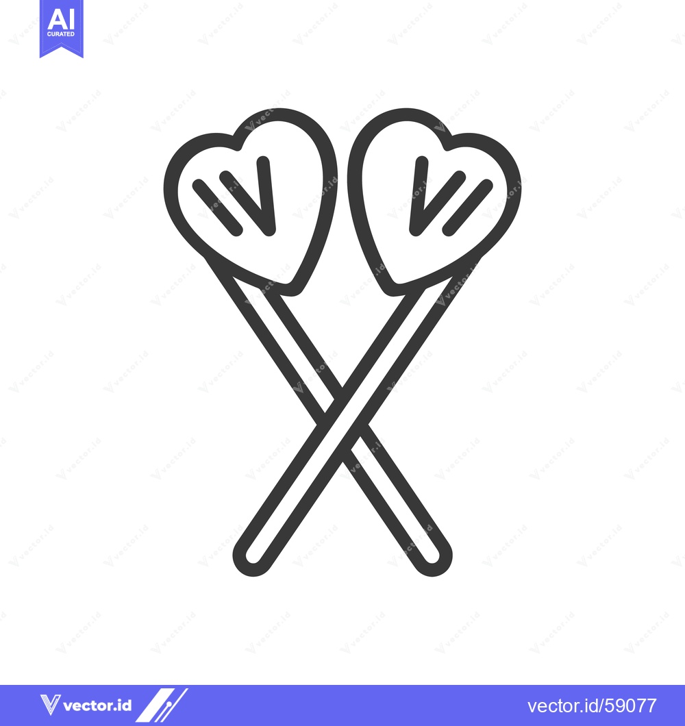 Premium Vector dari Two heart shaped lollipops crossed over each other in simple outline