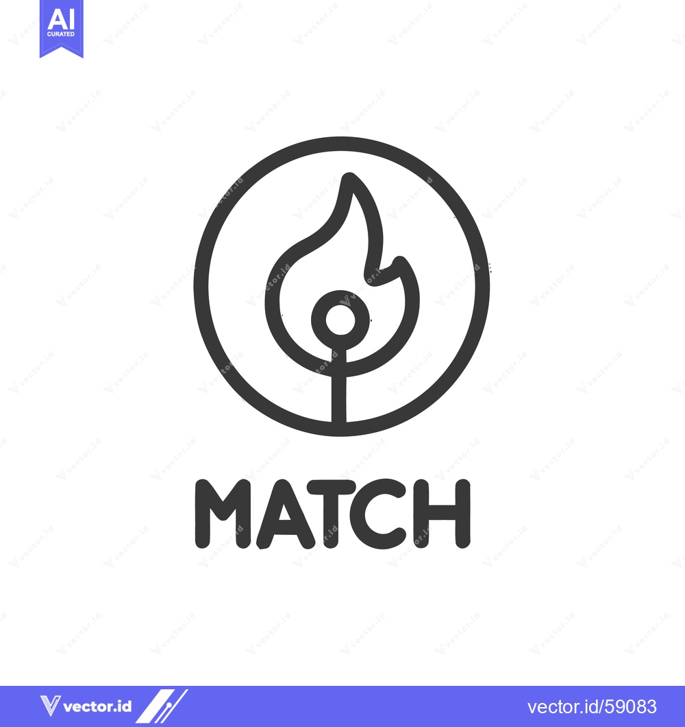 Premium Vector dari Minimalist Match Icon: Flame in Circle with Bold Text