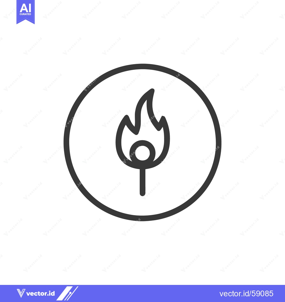 Premium Vector of Minimalist Fire Icon: Burning Flame in Circular Frame, Clean Design