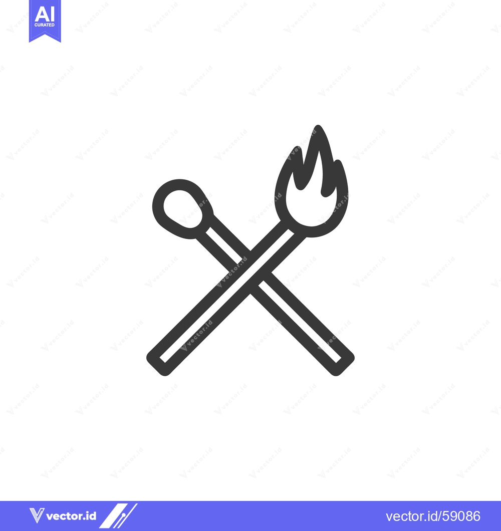 Premium Vector dari Crossed Matches Icon: One Lit, Minimalist Line Art Design