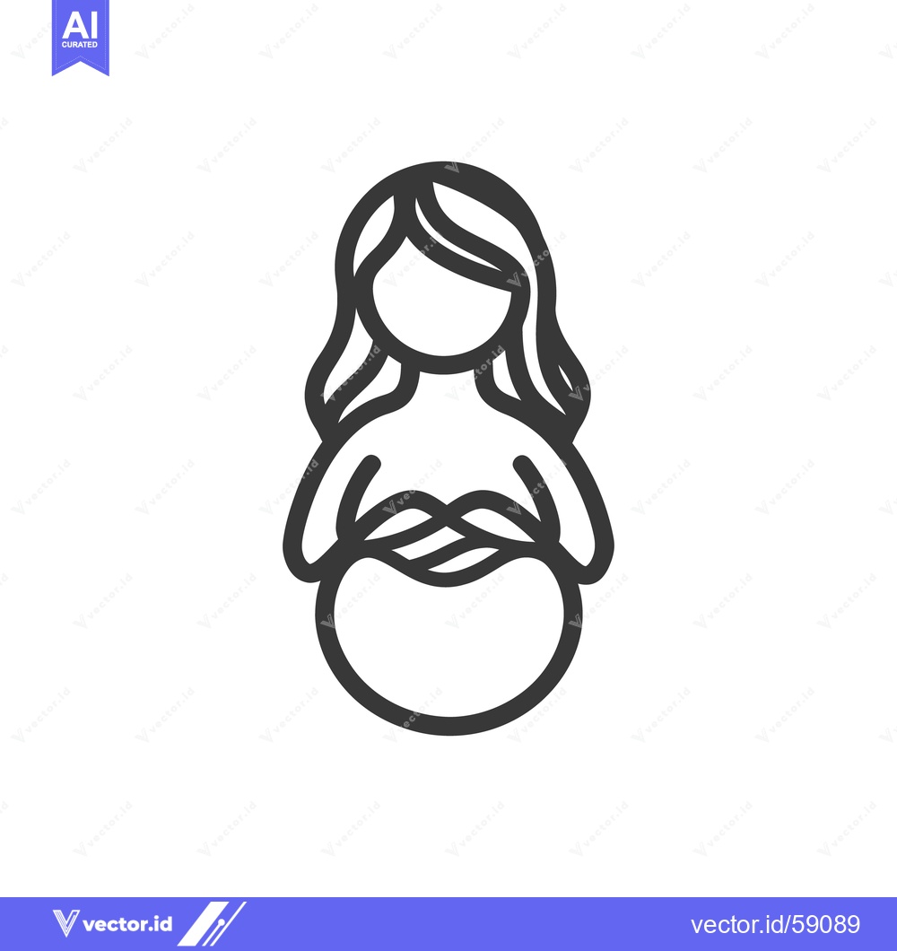 Premium Vector dari A line drawing illustration depicting a pregnant woman holding her bel