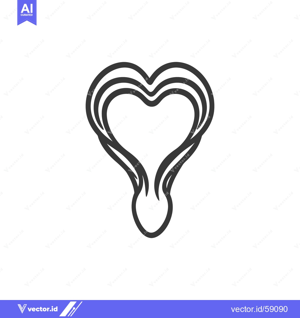 Premium Vector dari A stylized black outline heart shape graphic on white background