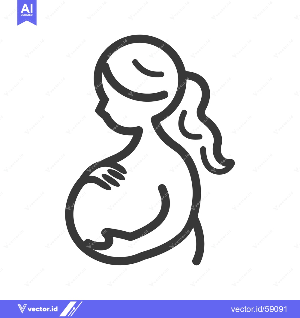Premium Vector of A line drawing depicting a pregnant woman holding her belly