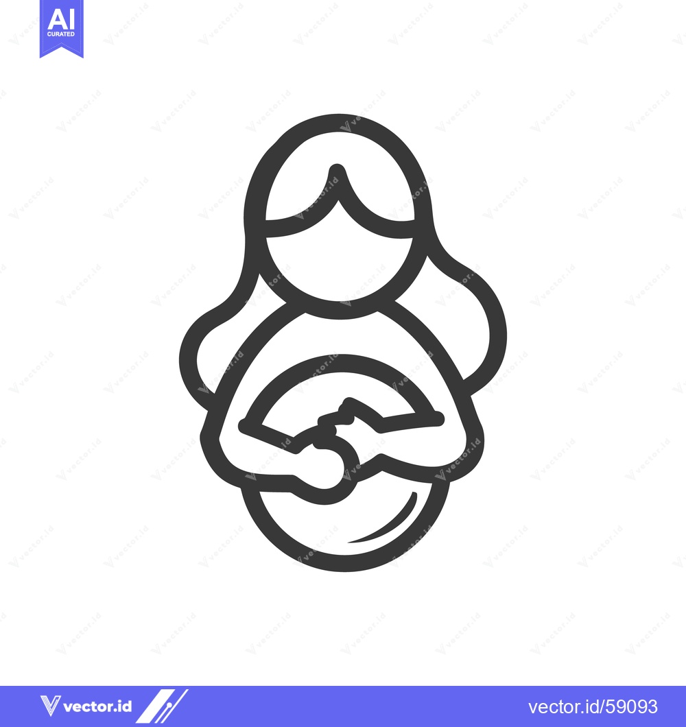 Premium Vector dari A line drawing illustration of a pregnant person holding their belly