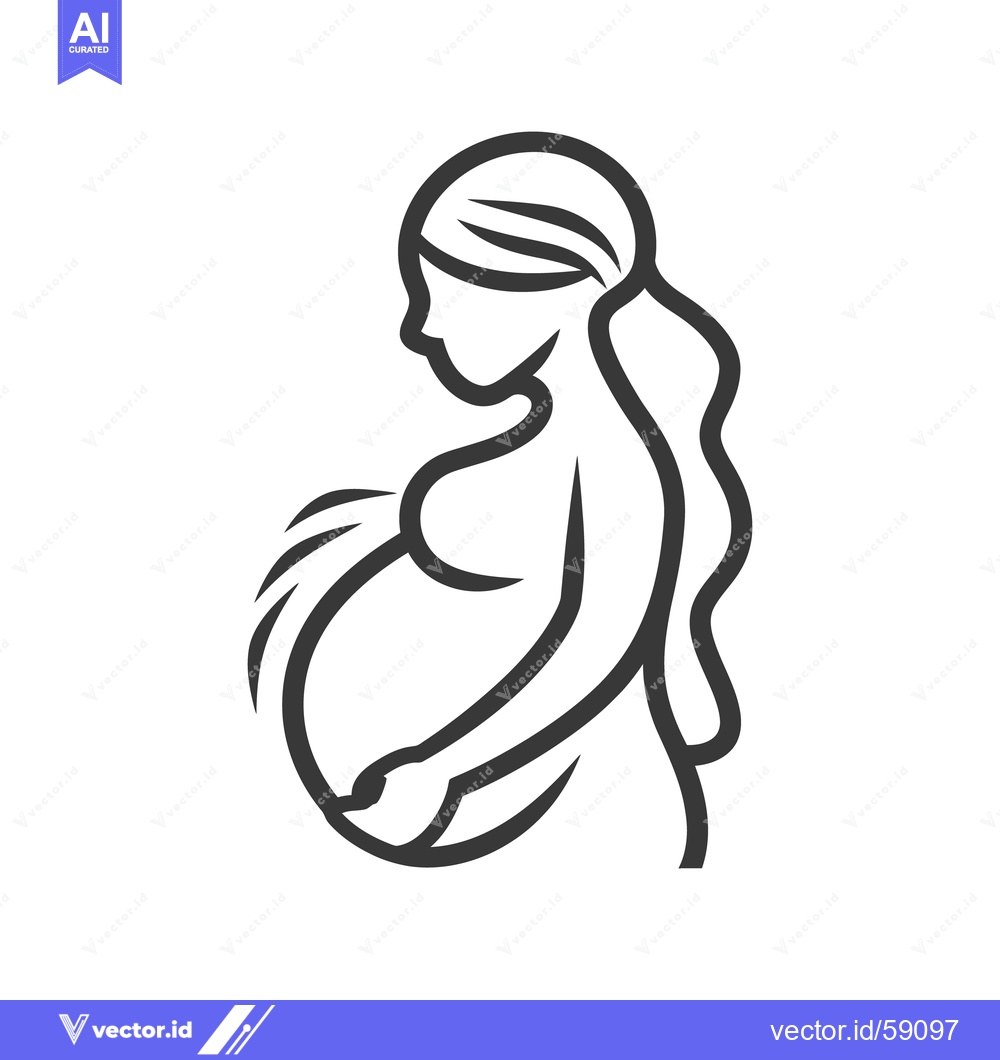 Premium Vector dari The illustrated line drawing presents a pregnant woman in profile view