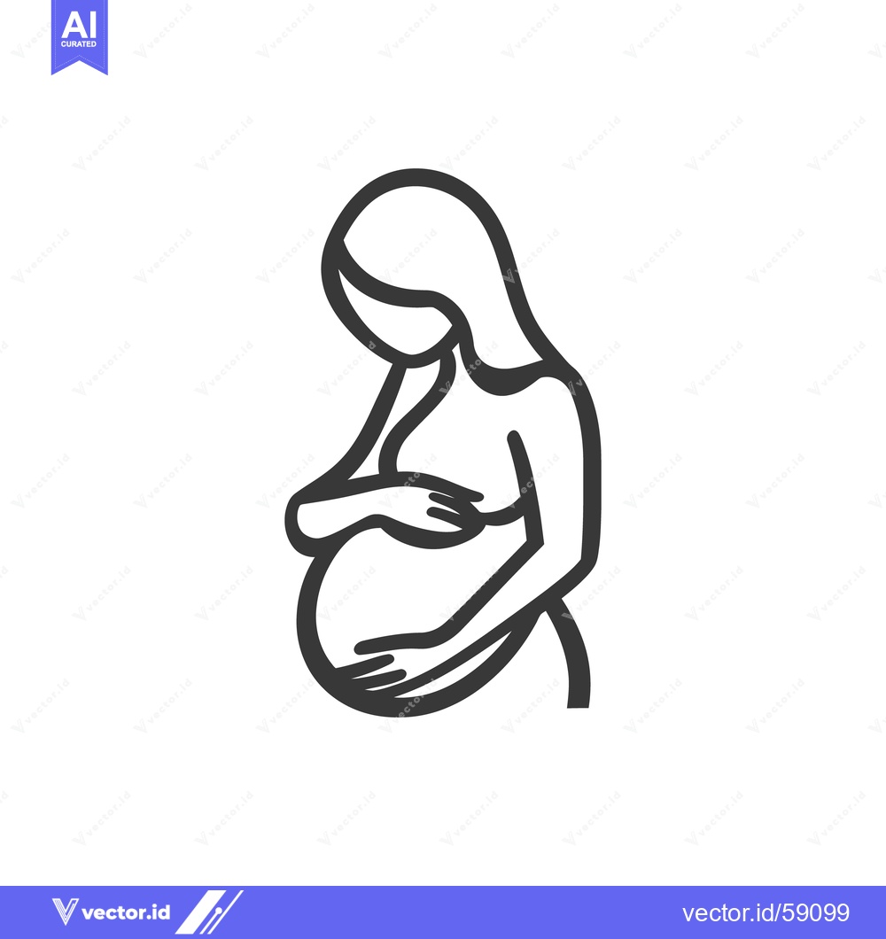 Premium Vector dari An illustration depicting a pregnant woman embracing her baby bump