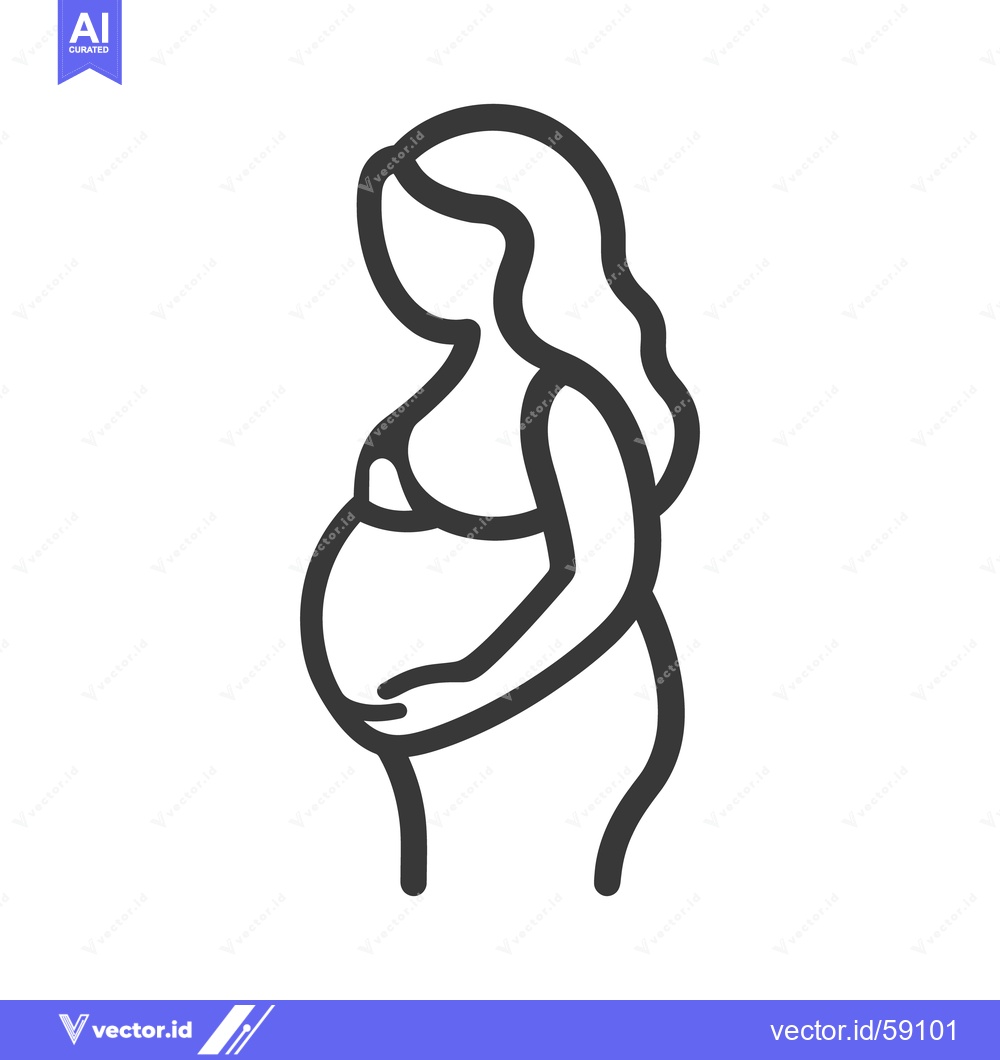 Premium Vector dari A simplified line drawing of a pregnant woman holding her belly