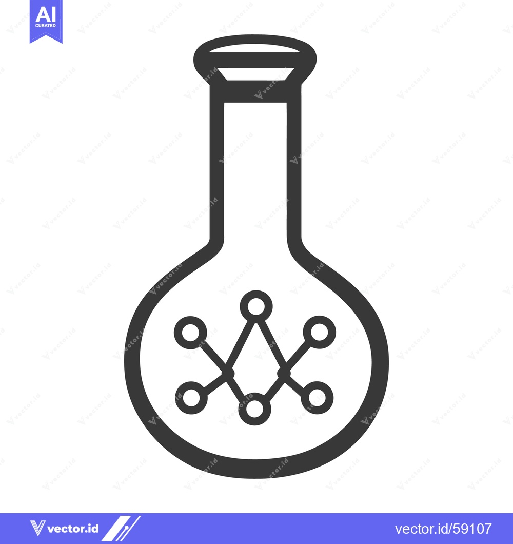 Premium Vector dari A scientific flask containing a molecular or network structure