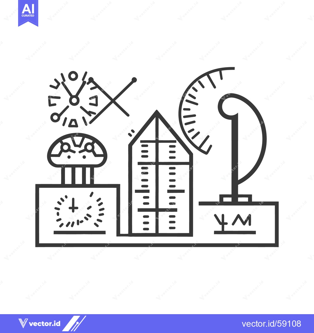 Premium Vector dari Abstract black and white illustration of stylized scientific instrumen