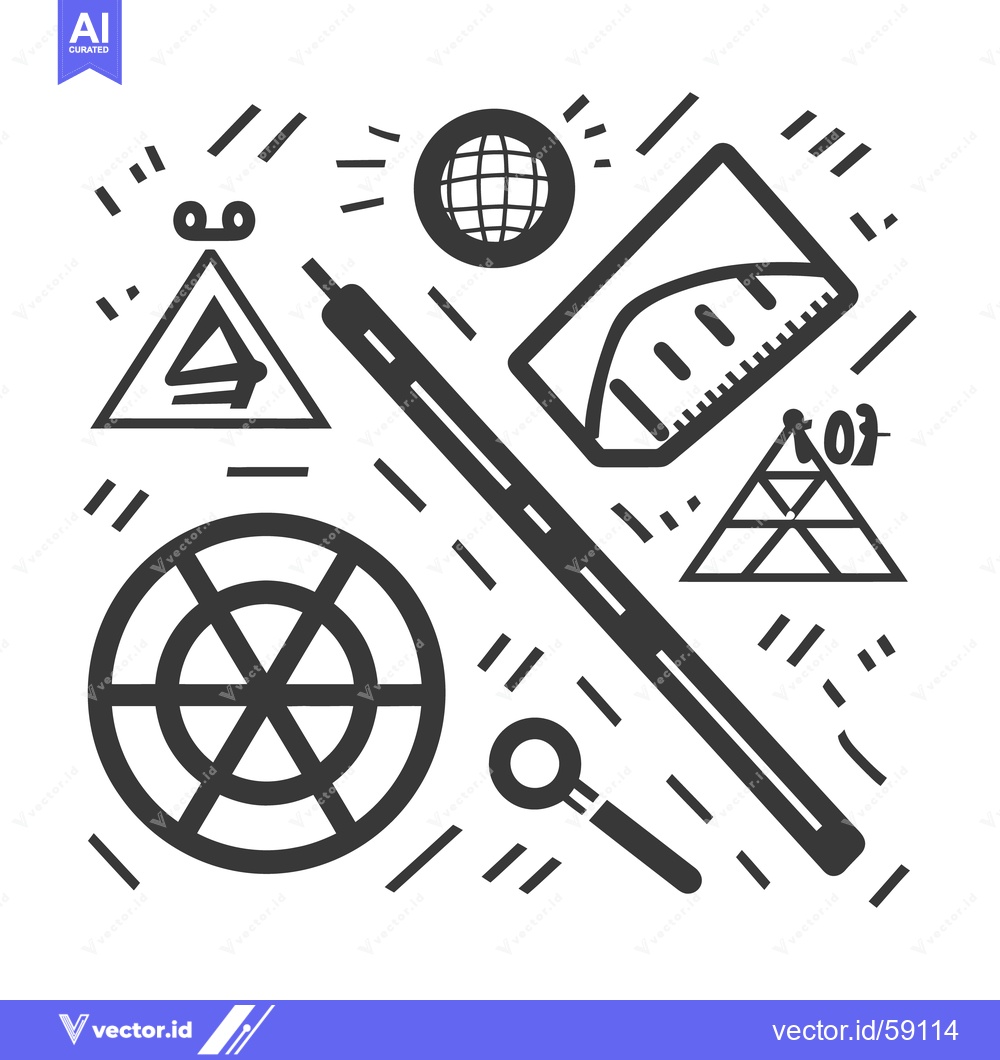 Premium Vector dari Illustrated collection of various geometrical shapes and tools