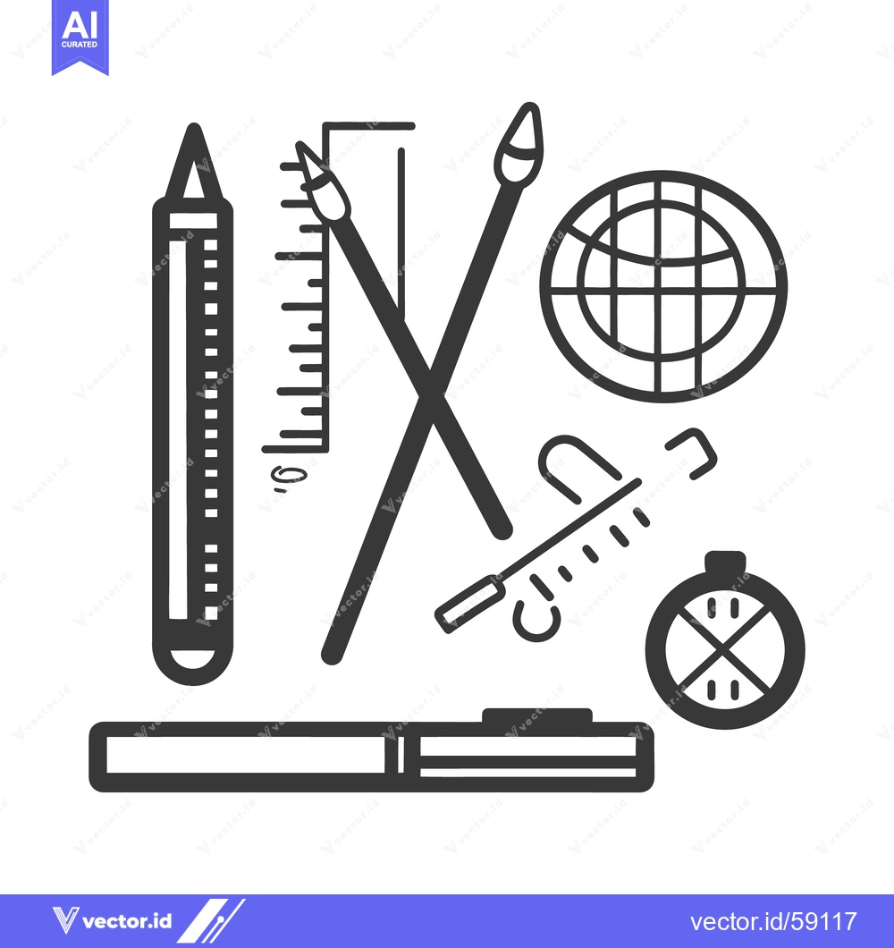 Premium Vector dari Graphic icons of various tools for creating and measuring things