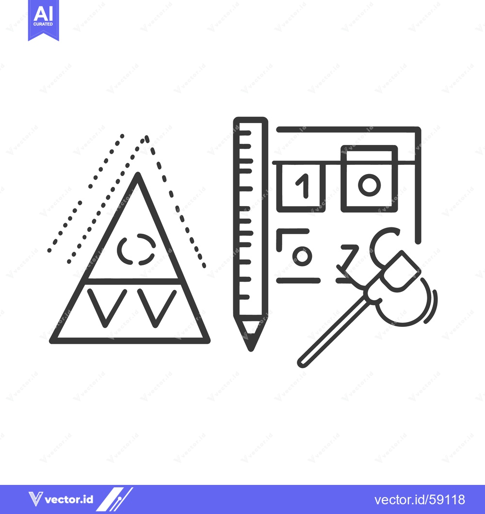 Premium Vector of Vector illustration featuring shapes and measurement elements presente