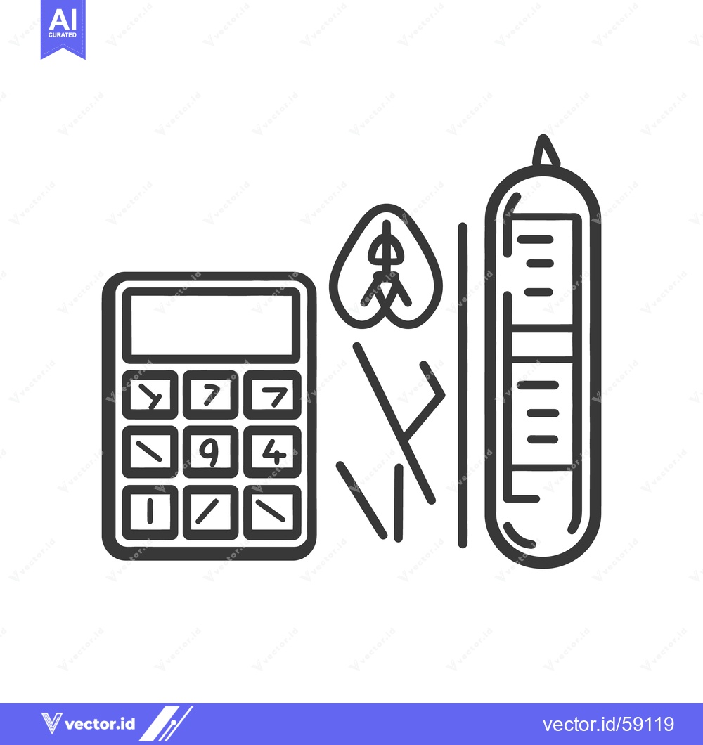 Premium Vector of A calculator and a thermometer are near some natural elements