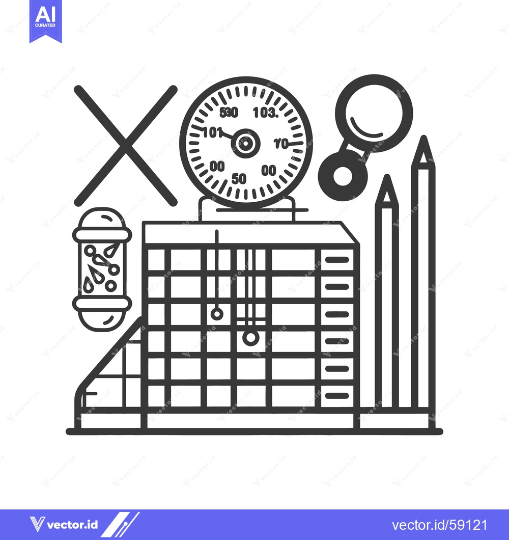Premium Vector dari An abstract black and white illustration of many work related items