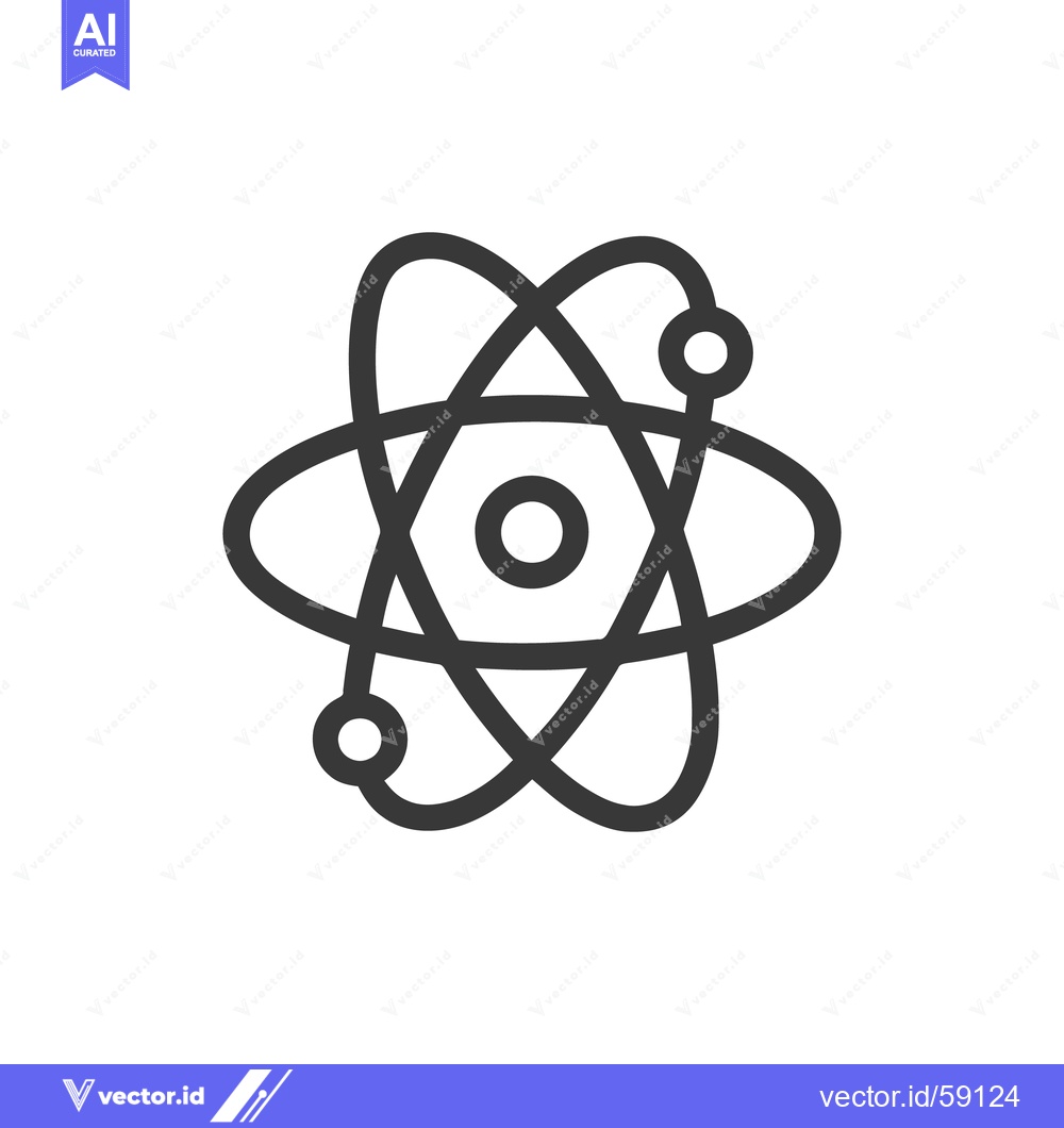 Premium Vector dari Atom Icon: Simple Black Outline on White Background, Science Symbol
