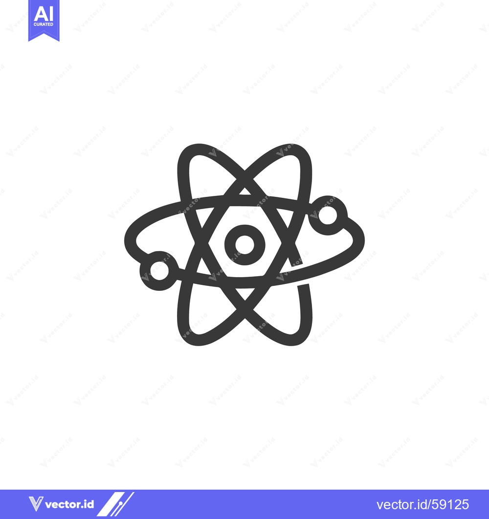Premium Vector of Minimalist Atom Icon: Scientific Structure with Orbiting Electrons on