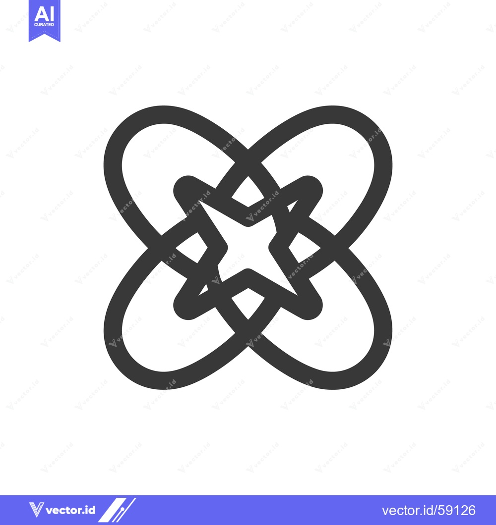 Premium Vector of Abstract Knot with Star Center, Minimalist Dark Gray Design