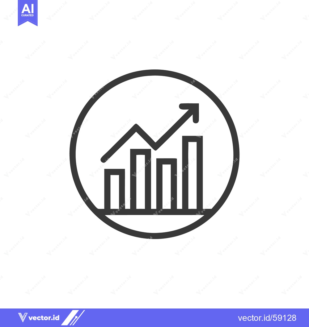 Premium Vector of Ascending Bar Graph Icon in Circle, Business Growth Symbol