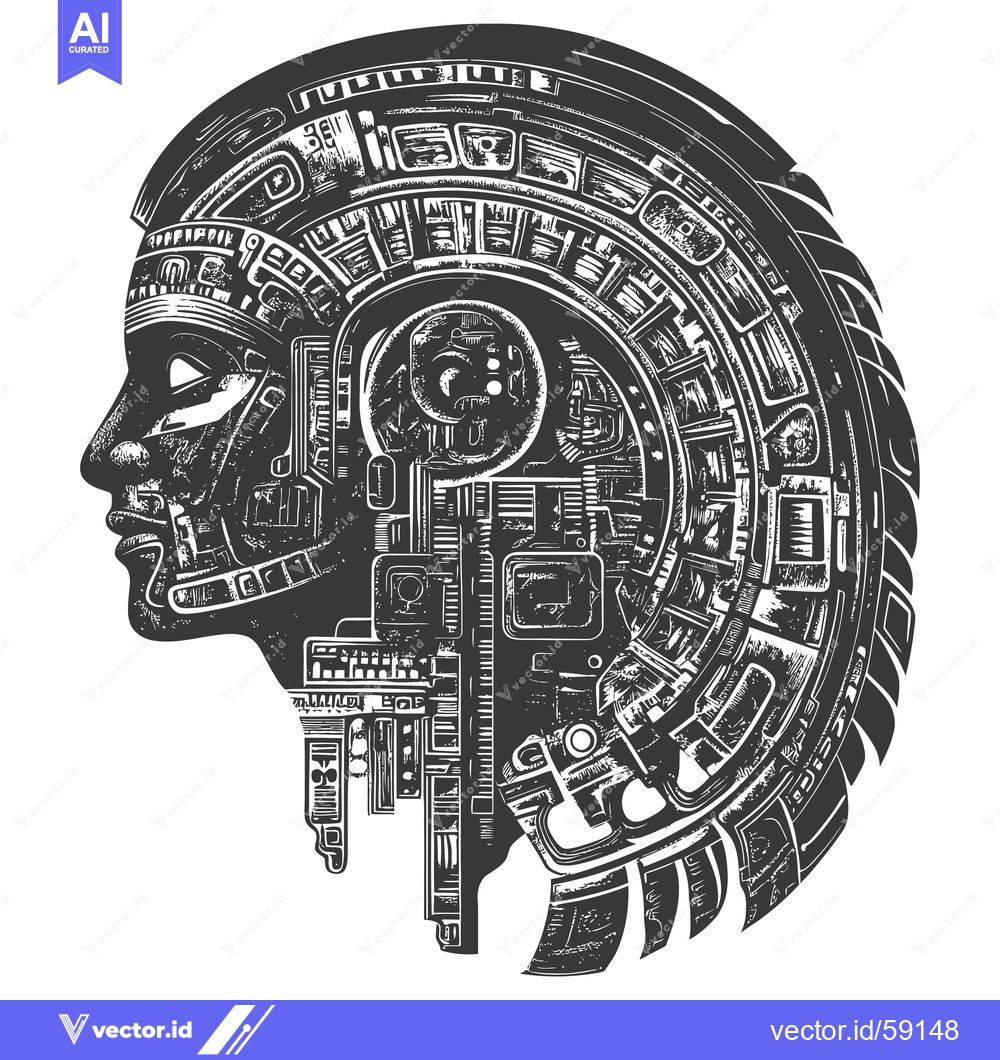 Premium Vector dari Mayan Inspired Profile with Geometric Patterns