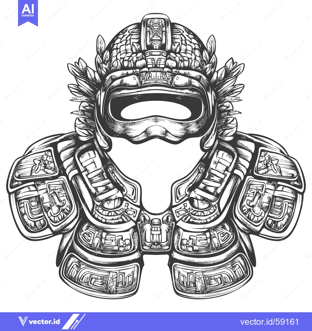 Premium Vector of Mayan-Style Ornate Headpiece with Feathers and Geometric Patterns
