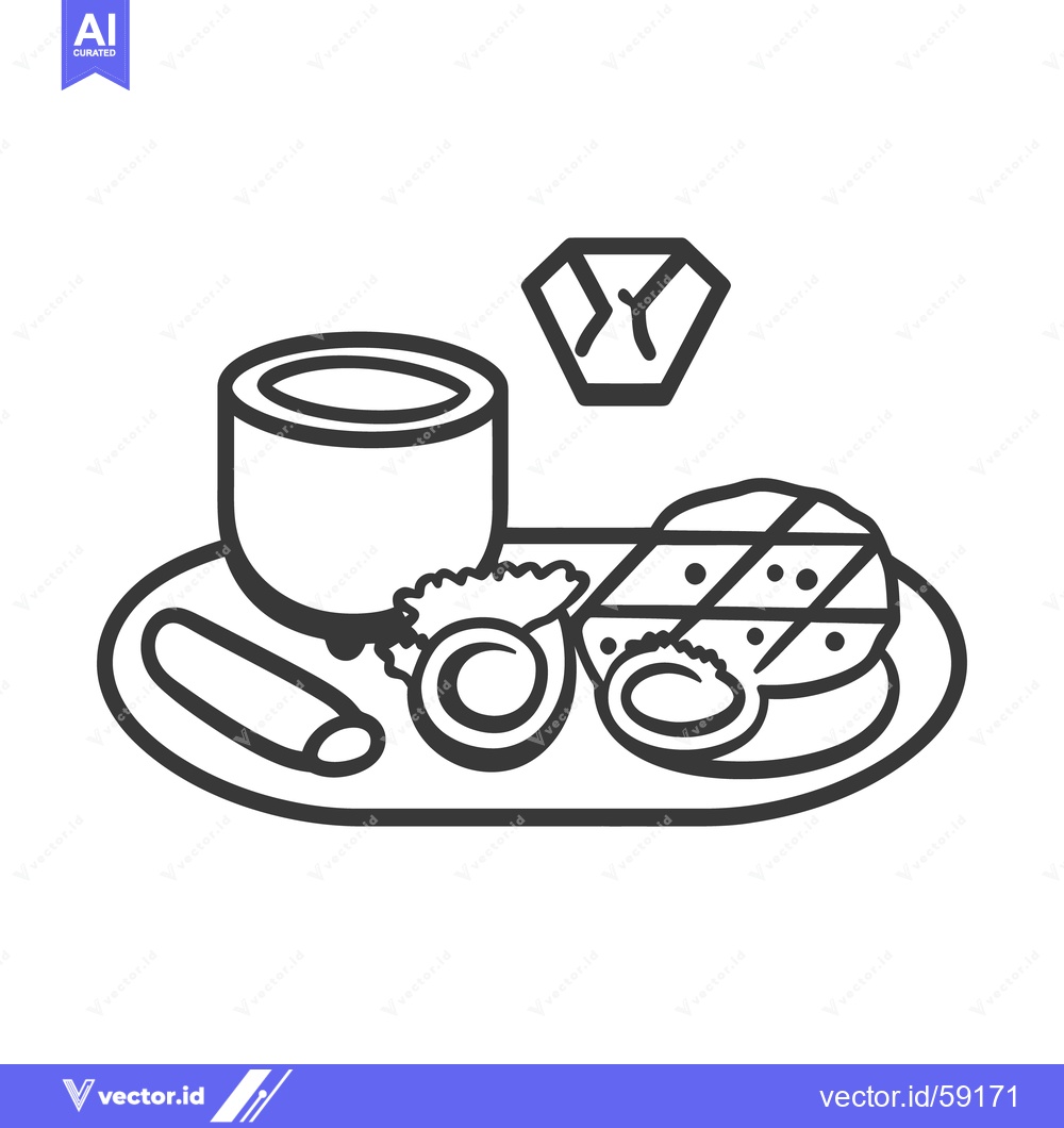 Premium Vector of A minimalist illustration featuring a meal with various food items
