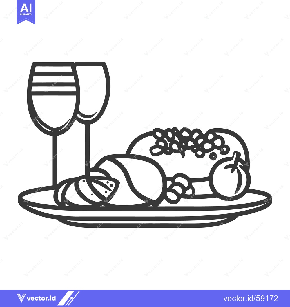 Premium Vector dari A still life illustration featuring food and drink on a plate